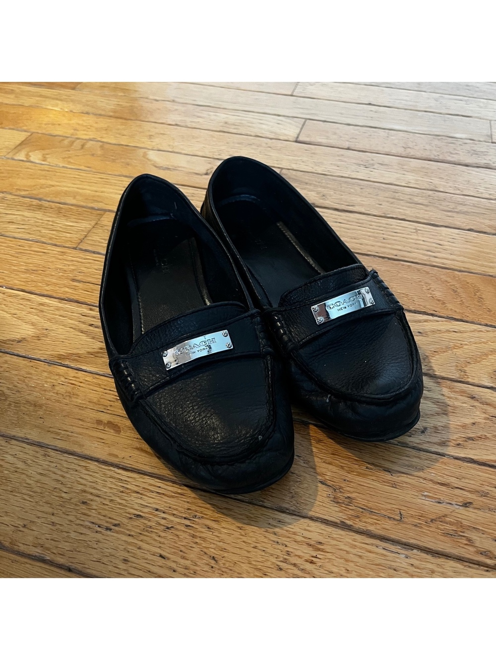 Coach Black Leather Slip-On Loafers